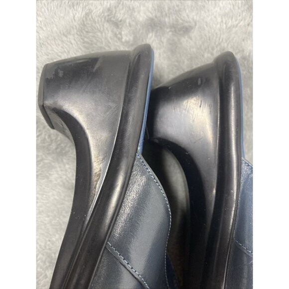 Clarks Womens Blue Strappy Heeled Slide Sandals Size US 7.5 Vtg Casual Office - Picture 7 of 10